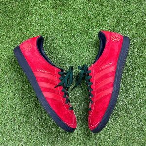 USED ADIDAS ORIGINALS BLACKBURN CITY SERIES TRAINERS SZ 13 RED SUEDE GREEN BLACK